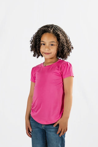 Azalea Pink Puff Sleeve Tee - Shirts - Twinflower Creations