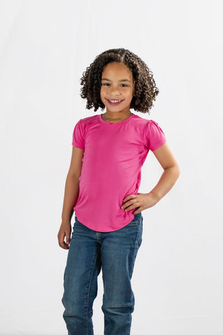 Azalea Pink Puff Sleeve Tee - Shirts - Twinflower Creations