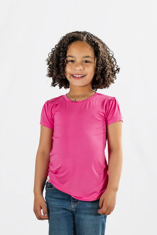 Azalea Pink Puff Sleeve Tee - Shirts - Twinflower Creations