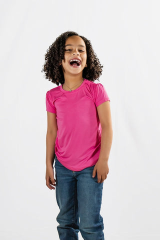 Azalea Pink Puff Sleeve Tee - Shirts - Twinflower Creations