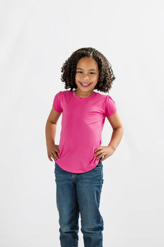 Azalea Pink Puff Sleeve Tee - Shirts - Twinflower Creations