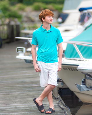 Boys Polo in Teal - Shirts - Twinflower Creations