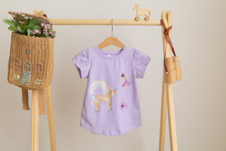 Magical Unicorn Puff Sleeve Tee in Organic Cotton Jersey - Shirts - Twinflower Creations