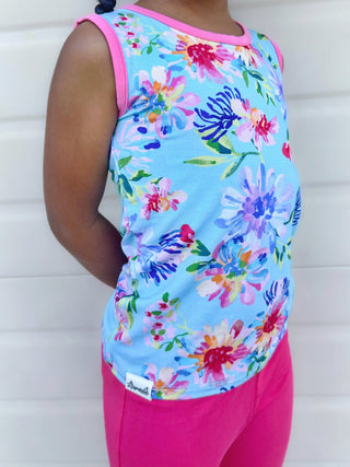 Sleeveless Top in Tropical Floral - Tank Tops - Twinflower Creations