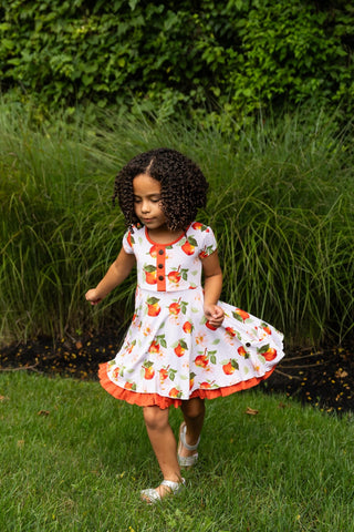 Awesome Apples Cap Sleeve Dixie Dress in Organic Bamboo - Dresses - Twinflower Creations