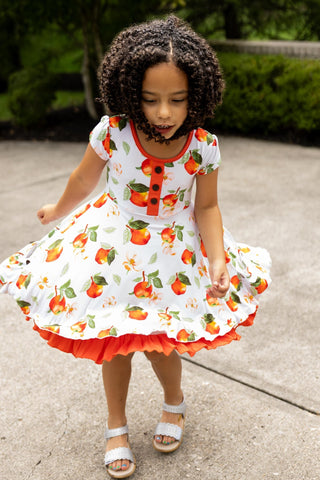 Awesome Apples Cap Sleeve Dixie Dress in Organic Bamboo - Dresses - Twinflower Creations