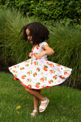 Awesome Apples Cap Sleeve Dixie Dress in Organic Bamboo - Dresses - Twinflower Creations