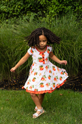 Awesome Apples Cap Sleeve Dixie Dress in Organic Bamboo - Dresses - Twinflower Creations