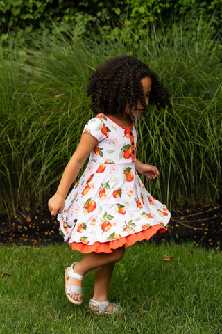 Awesome Apples Cap Sleeve Dixie Dress in Organic Bamboo - Dresses - Twinflower Creations