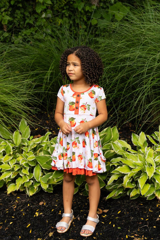 Awesome Apples Cap Sleeve Dixie Dress in Organic Bamboo - Dresses - Twinflower Creations