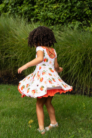 Awesome Apples Cap Sleeve Dixie Dress in Organic Bamboo - Dresses - Twinflower Creations