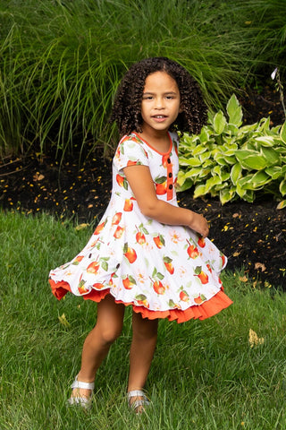 Awesome Apples Cap Sleeve Dixie Dress in Organic Bamboo - Dresses - Twinflower Creations