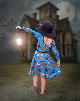 Boo! Long Sleeve Twirl Dress - Twinflower Creations
