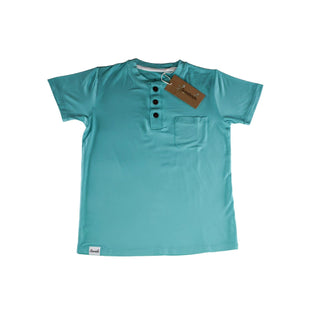 Boys Henley Tee in Barbados Blue - Shirts - Twinflower Creations