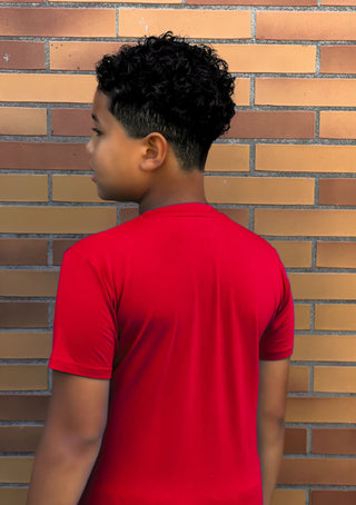 Boys Henley Tee in Rad Red - Shirts - Twinflower Creations