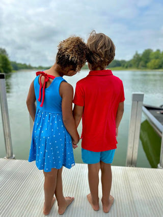 Boys Polo in Rad Red - Shirts - Twinflower Creations