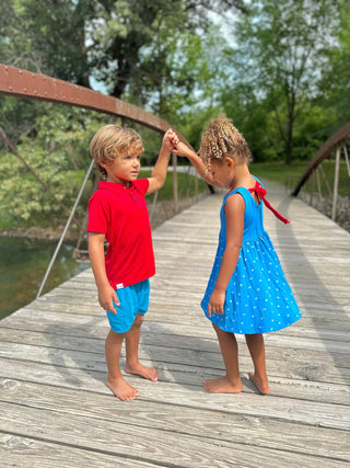 Boys Polo in Rad Red - Shirts - Twinflower Creations