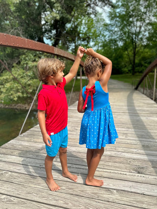 Boys Polo in Rad Red - Shirts - Twinflower Creations