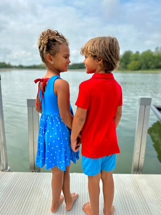 Boys Polo in Rad Red - Shirts - Twinflower Creations