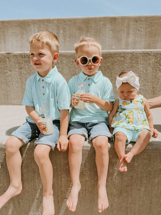 Boys Polo in Spa Blue - Shirts - Twinflower Creations