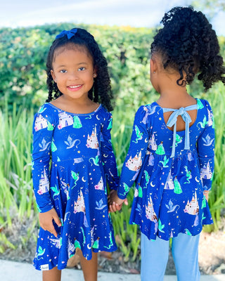 Dancing Dragons Long Sleeve Empire Tunic Set - Dresses - Twinflower Creations