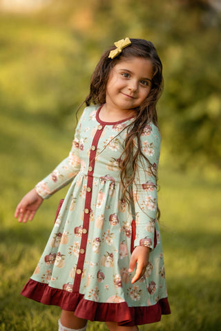 Girls Annie Dress in Harvest Blooms - Dresses - Twinflower Creations