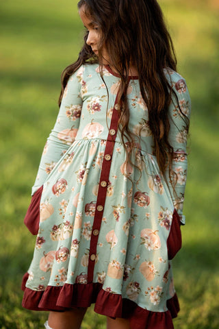 Girls Annie Dress in Harvest Blooms - Dresses - Twinflower Creations