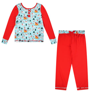 Girls Dark Santa Bamboo Holiday Pajamas - Pajamas - Twinflower Creations