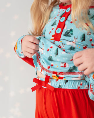 Girls Light Santa Bamboo Holiday Pajamas - Pajamas - Twinflower Creations