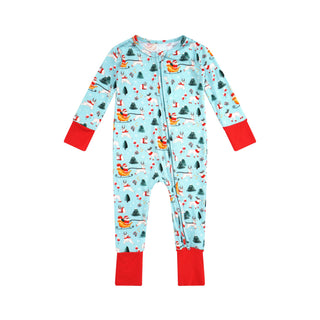 Infant Dark Santa Bamboo Romper - Pajamas - Twinflower Creations