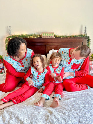 Men's Light Santa Bamboo Holiday Pajamas - Pajamas - Twinflower Creations
