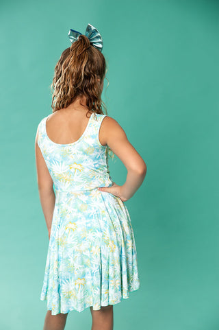 Palms Sleeveless Twirl Dress - Dresses - Twinflower Creations