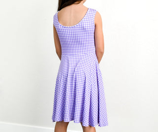 Purple Gingham Sleeveless Twirl Dress - Dresses - Twinflower Creations