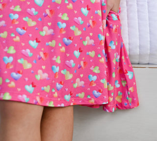 Rainbow Love Long Sleeve Twirl Dress - Dresses - Twinflower Creations