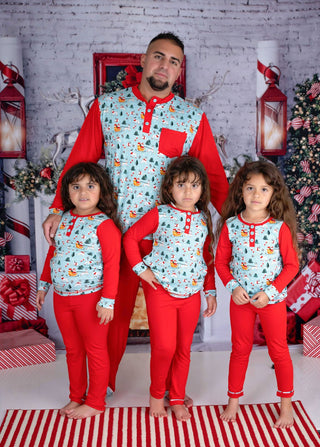 Toddler Girls Dark Santa Pajamas - Pajamas - Twinflower Creations