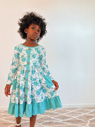 Winter Floral Annie Dress - Dresses - Twinflower Creations