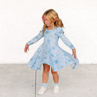 Winter Wonderland Puff Sleeve Twirl Dress - Dresses - Twinflower Creations