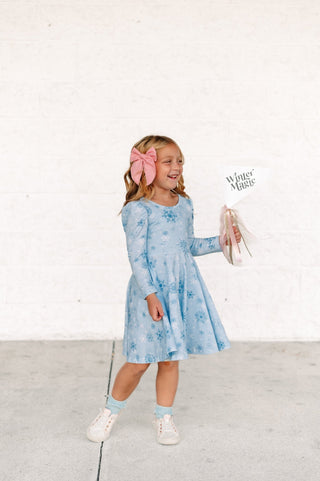 Winter Wonderland Puff Sleeve Twirl Dress - Dresses - Twinflower Creations
